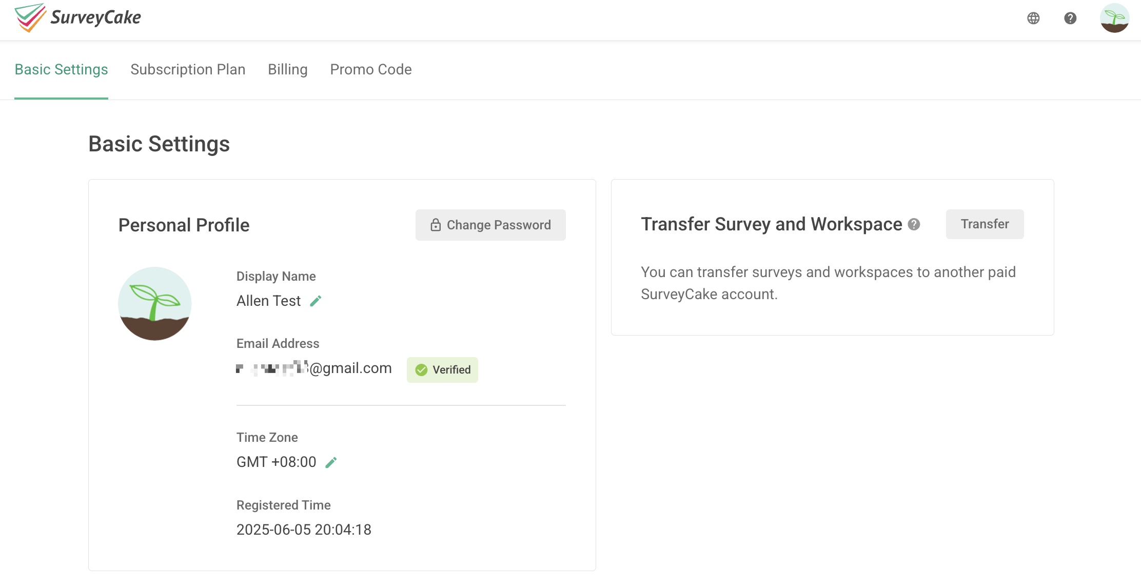 Account Setting｜SurveyCake Help Center