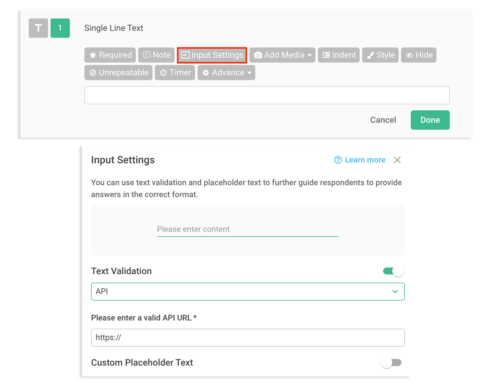 API - Text Validation|SurveyCake Help Center