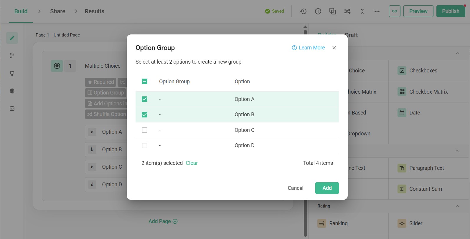 Option Group|SurveyCake Help Center