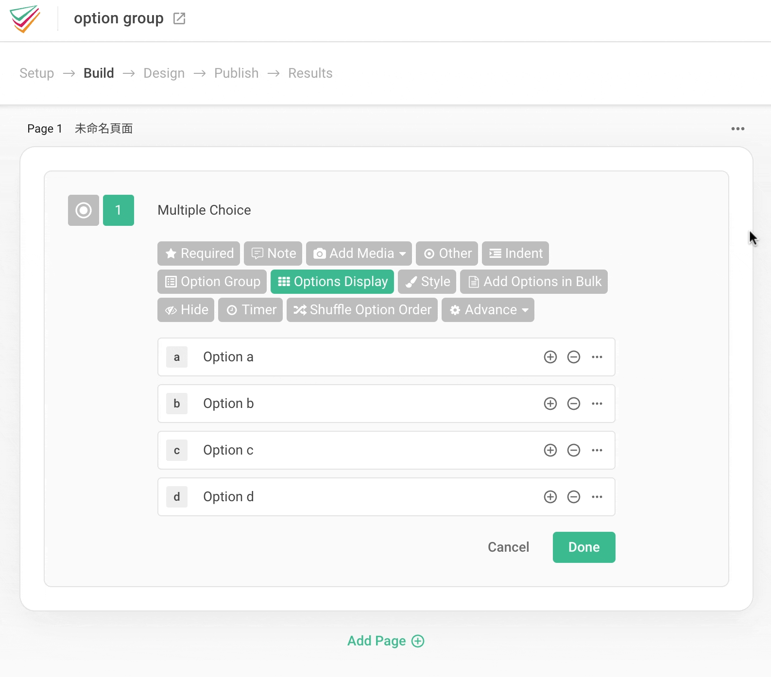 Option group surveycake help center