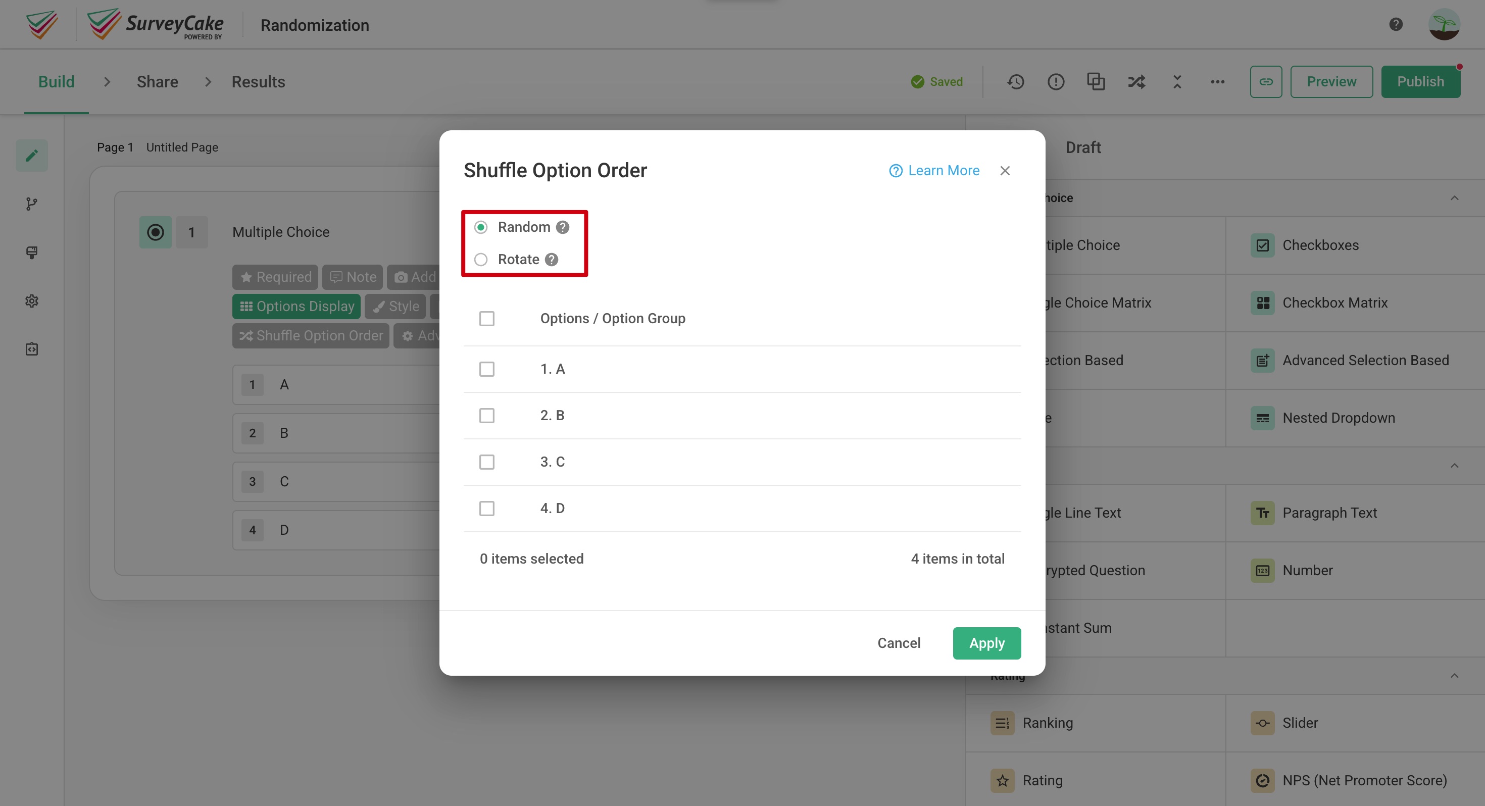 Randomization｜SurveyCake Help Center