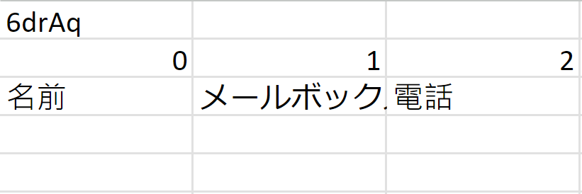 フォームの質問がExcelのフィールド名になります